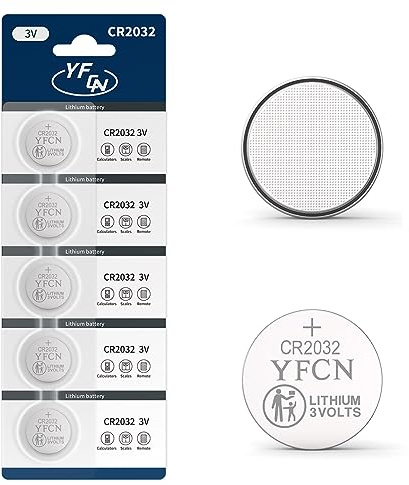 YFCN CR2032 Battery 3V Lithium Batteries 5 Count Pack CR2032 Batteries - CR 2032 Coin Cell Battery for AirTag, Key Fob, Remotes- 10 Years Shelf Life