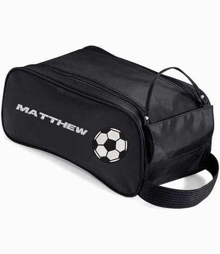Personalised Football Boot Bag Football Gift Embroidered (Black)