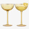 Vintage Art Deco Coupe for Champagne, Martini, Cocktails | Set of 2 | 7 oz Classic Cocktail Glassware - Manhattan, Cosmopolitan, Sidecar, Crystal Speakeasy Style Saucer Goblets with Stems (Yellow)