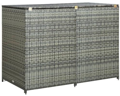 ZEYUAN Abri de Poubelle Double Résine tressée Anthracite 148x77x111cm,Armoire De Jardin Exterieur,Abri De Jardin,Meuble Exterieur Rangement