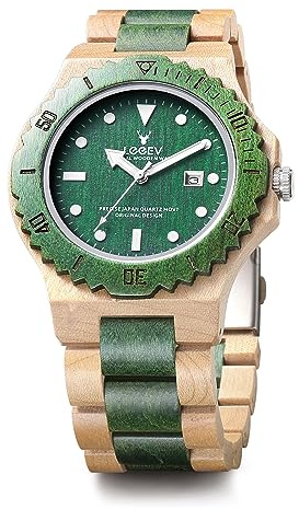 LeeEv Holz Armbanduhr, Herren Holzuhr für Herren handgefertigt Sandelholz Vintage Holzuhren Herren Geschenke