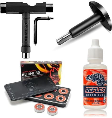 Spitfire 8 Stück Kugellager mit Reflex-Schmiermittel, Lagerpresse/Abzieher und Skateboard-Werkzeug