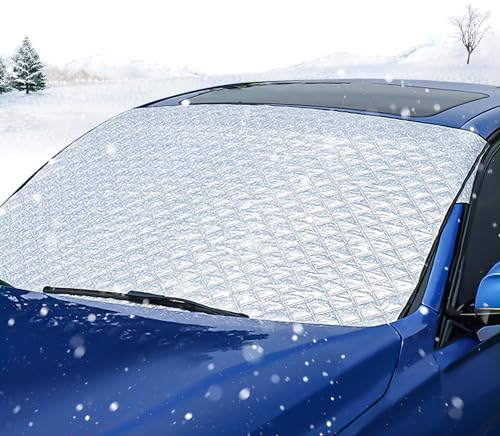 HXUING Couverture Pare-Brise Voiture, 145 x 95cm Bache Pare Brise Protection Couverture Repliable, Universelle pour Voiture Anti Givre, Neige, Glace, UV, Pluie & Soleil
