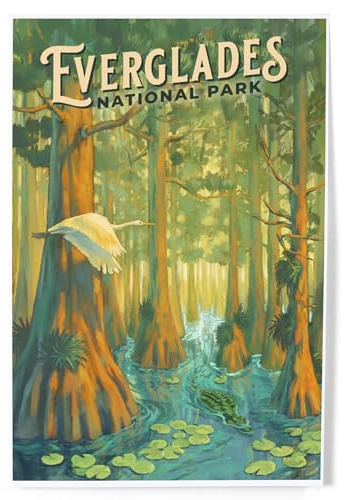 Lantern Press Everglades National Park, Florida, Oil Painting, 8x12 Inch Art Print Wall Decor
