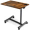 ETHU Mobile Overbed Table with Wheels, Hospital Bedside Table, Height Adjustable Laptop Table, Ergonomic Standing Desk for Office, Home & Hospital (Walnut)