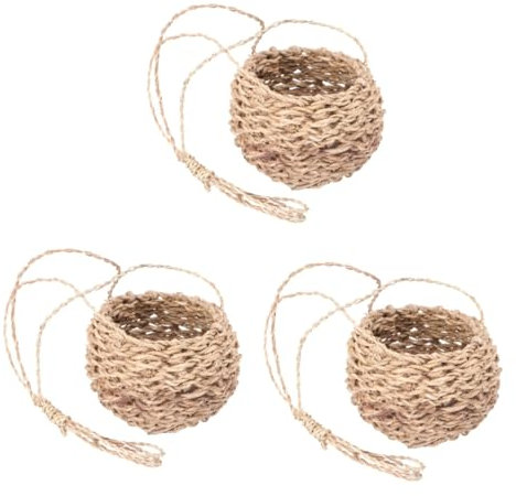 BESPORTBLE 3pcs Hemp Cord Twisted Storage Basket for Garden Plants Laundry Toys Hemp Rope Handle Multi-functional Basket