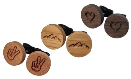 STREIFHOLZ Ohrstecker aus Holz mit verschiedenen Motiven zur Auswahl, Ohrring mit Gravur