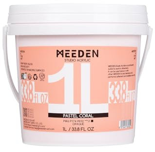 MEEDEN Pastel Coral Peinture Acrylique: 1L Epais Brillant Non Toxique Acrylique Peintures pour Toile, Papier, Roche, Bois