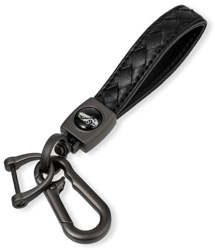 Mabor Schlüsselanhänger Auto Leder, Car Keychain Black Mann Cool Glitzer Diamant mit 360° Drehbarem Autoschlüsselanhänger Keys Ring für Männer Schlüsselring Clip Anti Verlust (Schwarz)