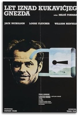 Leinwandposter One Flew Over The Cuckoo's Nest, Raumdekor, Poster für Schlafzimmer, Wohnzimmer, Wände, 50 x 75 cm, ungerahmter Stil