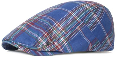 Asudaro Frauen Baumwolle Beret Flatcap Schirmmütze Grid Barett Hut Verstellbare Kappe Fahren Jagd Angeln Hut Herren Classic Ivy Newsboy Hut Driving Cabbie Jagd Flatcap Blau