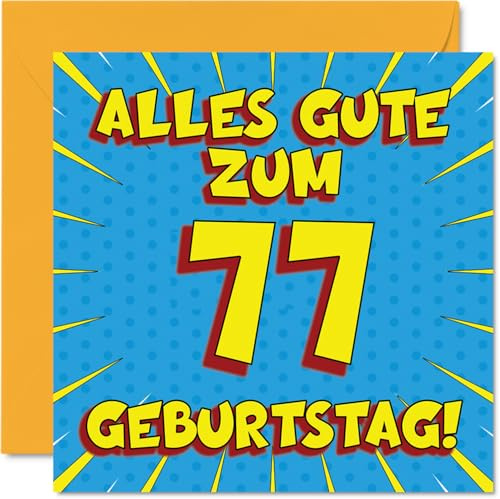 Stuff4 77. Geburtstagskarte für Männer und Frauen Ihn Sie, Comic Buch | Siebenundsiebzigster 77 Alles Gute Zum Karte Geburtstag, 145mm Scherzen Glückwunschkarten