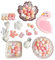Silikon Lose Perlen Set für DIY Halskette Armband Schmuck Rosa Making Kit