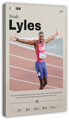 ocvdfss Noah Lyles 1 Leinwand-Poster, Schlafzimmerdekoration, Landschaft, Büro, Raumdekoration, Geschenk, 30 x 45 cm