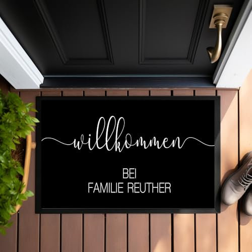 Manufaktur Liebevoll Personalisierte Fußmatte mit Namen Fussmatte Personalisiert Fußmatte Willkommen Geschenk Familie Hochzeit Umzug Einzug Schutzfangmatte (Reuther)
