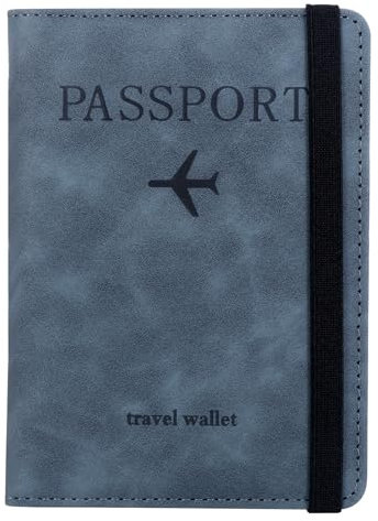 Coptiner Reisepasshülle mit RFID-Blocker Tragbare Reisepass Tasche PU Leder Passport Cover Ausweistasche Kreditkarten Schutzhülle Reise Dokumente Travel Organizer Wallet Reisezubehör (Blau)