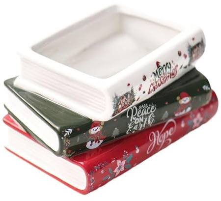Fenteer Pot de Fleurs en céramique pour Noël, Pot de Fleurs en Forme de Livre, Vase pour Festival
