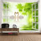 Skcess Tapestry Weiß Grün, Polyester Tapestries Fensterlandschaft Tapisserie für Wohnzimmer Schlafzimmer Wohnheim Wanddeko Wandteppich 150x130CM