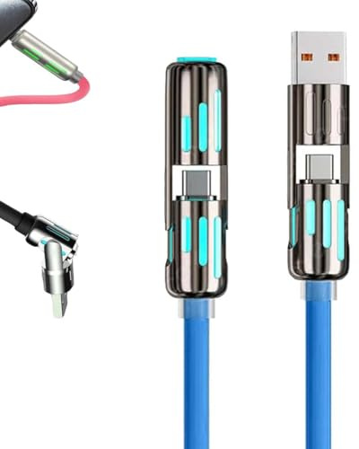 Keeplus Cable de carga USB 4 en 1 carga rápida Max 240W, Basubvide 4 in 1 Charging Cable, 4 in 1 USB Charging Cable, 240w 4-in-1 USB C Cable, Cable USB C Carga Rapida Cargador (Azul)