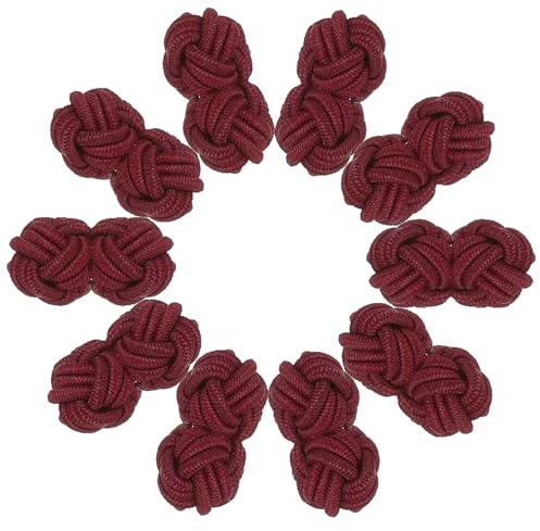 PATIKIL 5 Paar Seidenknoten-Manschettenknöpfe für Männer Frauen Weinrot | elastische Stoffhemd-Manschettenknöpfe, Twist Knot Dress Manschettenknopf, Geschäft, Geschenk, Hochzeit