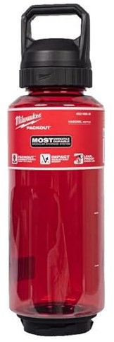 Milwaukee PackOut Bouteille en plastique rouge avec couvercle à bec 1005 ml