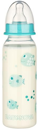 babynova 240 ml Standard Babyflasche im 3er Set mit Anti-Kolik Sauger aus Silikon für Neugeborene – Babyflaschen ab 0 Monate – BPA-frei - Fische