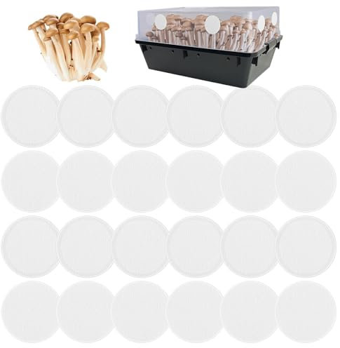 Euyehn Pilzfilter Scheiben - 24 Stück Klebefilter-Scheiben Für Pilzkulturen | Baumwollgaze zur Feuchtigkeitsspeicherung und Klimaregulierung bei Pilzanbau
