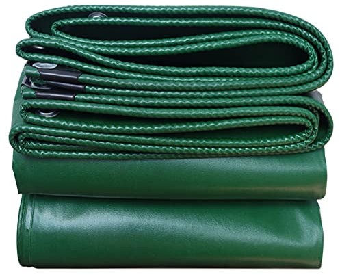 Lona impermeable resistente, 4 x 6 m, resistente a la lluvia, 450 g/m², multiusos, para pesca, camping, lona protectora verde