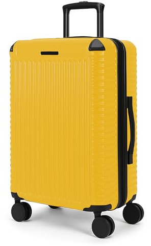 World Traveler Dejuno Abrams Gepäck-Set, leicht, Hartschale, drehbar, 3-teilig, gelb, Large Checked, Dejuno Abrams Leichter Hartschalen-Trolley