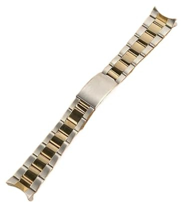 SRTYDCUR 316L Uhrenarmbänder aus gebürstetem Edelstahl 18 mm 19 20 Oyster Vintage Uhrenarmband Kompatibel mit Rolex-Uhren(Middle Gold,19mm)