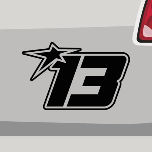 Aufkleber - Startnummer 13 mit Stern - Sticker, Folienaukleber für Auto, Motorrad, Fahrrad, Laptop, LKW (14x9cm | Schwarz)