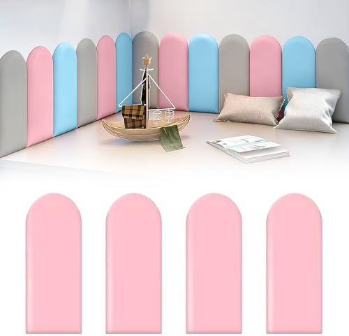 3D Wandpaneele Polsterpaneel, PU Wasserdicht Wandpolster Kinderzimmer, Wandpolsterung SelbstklebendWandpaneele Kinderzimmer, Wandkissen Kinderzimmer für Kopfteil Bett Ndkissen Kinderzimm (Blassrosa)