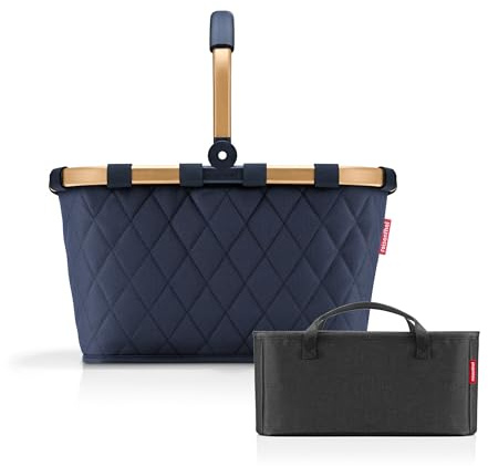 reisenthel Carrybag Frame Rhombus Midnight Gold + Organizer Black - Funktionaler Taschen-Organizer: Für noch mehr Ordnung in Ihrer reisenthel Einkaufskorb