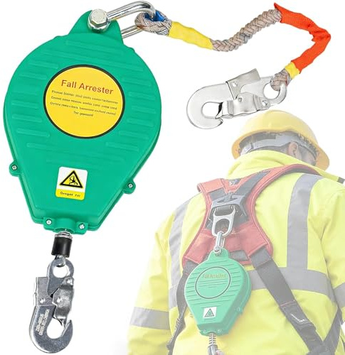 AOCAY Línea de Vida Retráctil, Dispositivo Anticaídas 150 kg (Verde,10m)
