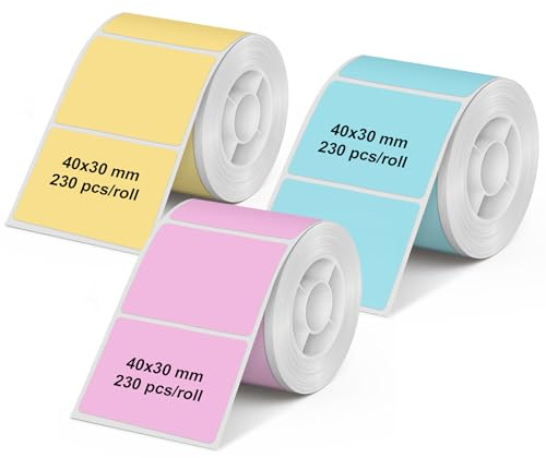Olympia Etikettenrolle für PM220 Mix Pack farbig | 40 × 30 mm | Transparent | Etiketten für Etikettendrucker PM220 | wasserfest & abriebfest