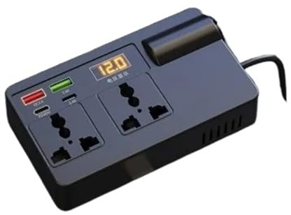 Convertisseur Convertisseur D'adaptateur Puissance Voiture D'inverseur 200W DC 12V/24V À AC 220V 7 Ports PD Type-c Chargeurs USB Prise Ca(with Digital Display)