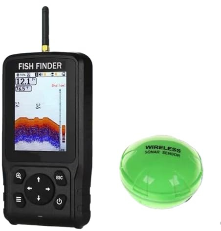 Underwater Camera, 200meters Colorful Wireless Fish Finder Dot Matrix Sonar Sensor Transducer Depth Echo Sounder Recharged Battery