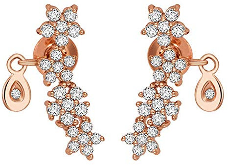 Onefeart Rosengoldbeschichtet Ohrstecker für Frauen Mädchen Runden Zirkonia Köstlichkeit Design Blumen Eleganz Ohrringe 8.8x18MM Rose Gold