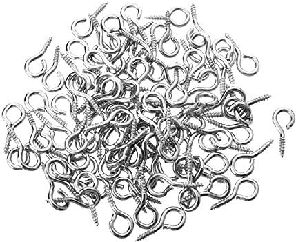 MroMax 100PCS 0.59 Eye Screw Self-Tapping Screws Silver Tone Copper Plated Screw-in Ceiling Hooks Hanging Hooks Mug Hooks Plant Hooks Open End Eye Bolt Hooks for Home, Office and Workplace