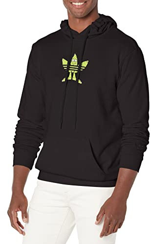 adidas Originals Herren Graphics Fun Hoodie, Schwarz, Weiß, Grün (Black/White/Pulse Lime), Medium