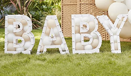 DIY Set XXL Luftballon-Kästen Buchstaben-Boxen Schriftzug BABY Luft-Ballon-Girlande Zubehör Accessoires Foto-Box Baby-Party Geburt Schwangerschaft Taufe Gender Reveal Mädchen & Junge Party aus Pappe