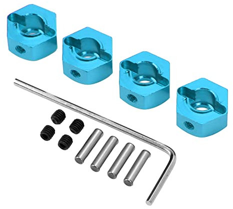4 Pack Aluminum High Precision 12mm Hex Hub Nuts, RC Car Hex Hub Drive Adapter for RC Cars like 1/10 Senton (Blue)