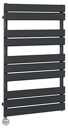 Milano Lustro 600W Anthracite Flat Panel Electric Heated Towel Rail Thermostatic - 975mm x 600mm