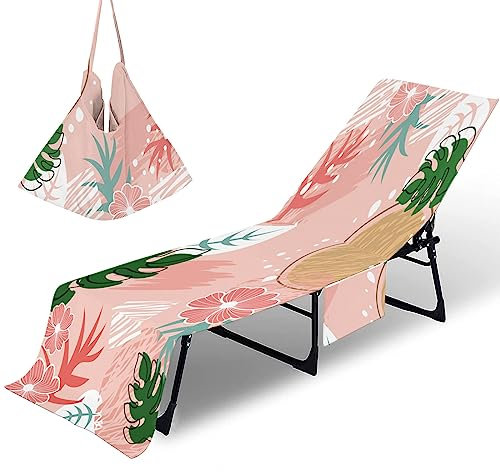 Surwin Sommer Schonbezug Für Gartenliege Strandliegenauflage Frottee Liegenauflage Stuhl Strandtuch Sun Lounger Bezug mit Tasche Sporthandtuch Garten Schwimmen (75x210cm,Romantisch)