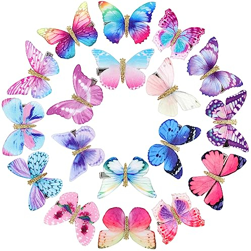 HIFOT 18 Stück Schmetterling Haarspangen Mädchen Kinder, Haarklammer Schmetterling Haarclips Glitzer Haarschmuck Damen Haar Accessoire Haarnadeln Hochzeit Krokodilklemmen Haare