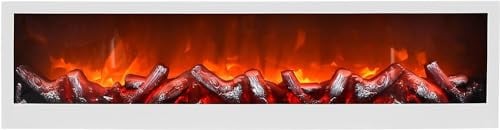 LED Wandkamin Tischkamin Elektrokamin mit realistischer Flammensimulation Kaminfeuer Feuersimulation weiß inkl. Fernbedienung 60x20cm