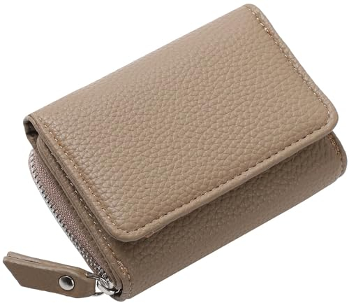 RRANCharltu Geldbörse Damen Klein Leder Kleines Portemonnaie Damen Mini Geldbeutel mit Zipper Münzfach Kartenfächer, Braun