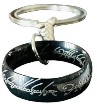 Portachiavi Compatibile con Unico Anello del Potere Elfico Ispirato Saga Signore degli Anelli Gadget Accessori Hobbit Color Nero Idea Regalo Magia Fantasy Cosplay…