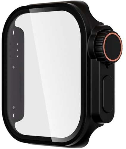 Leotop Kompatible Apple Watch Serie 6/5/4 SE 2 44mm Privacy Screen Protector Case [Sieht aus wie Apple Watch Ultra Style Case] (Schwarz, 44mm Series SE2/SE/6/5/4)
