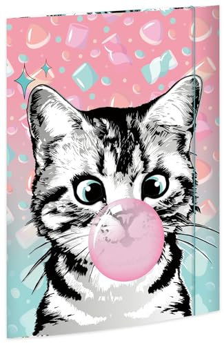RNKVERLAG Zeichenmappe Sweet Cat 320 x 430 mm, für Formate bis DIN A3 mit Gummizugverschluss, 1 Stück